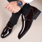 Men’s Patent Leather Oxford Shoes – Business Formal Pointed Toe Loafers