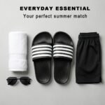 Men's Striped White Black Slide Sandals Non-Slip