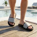 Men's Striped White Black Slide Sandals Non-Slip - Image 6