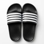 Men's Striped White Black Slide Sandals Non-Slip - Image 4