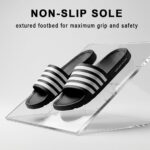 Men's Striped White Black Slide Sandals Non-Slip - Image 5