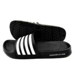 Men's Striped White Black Slide Sandals Non-Slip - Image 7