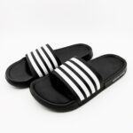 Men's Striped White Black Slide Sandals Non-Slip - Image 2